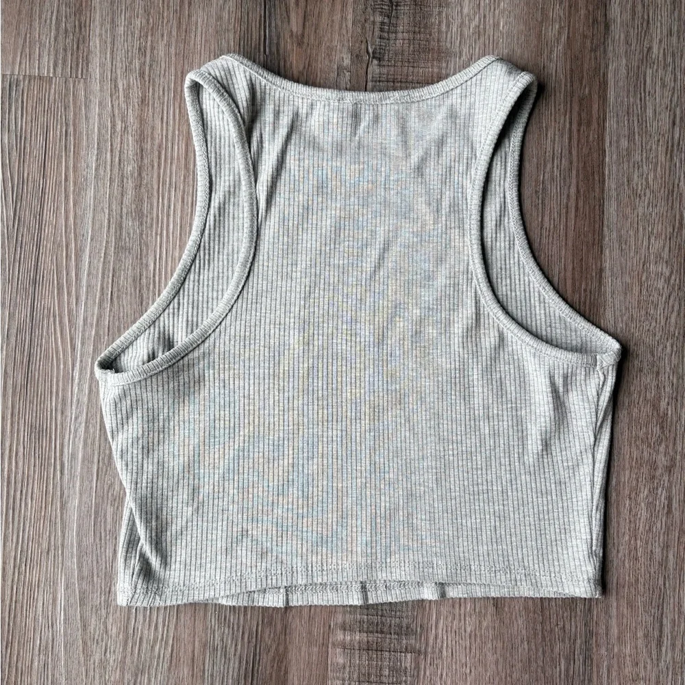 Gray Ribbed Tank Top - Picture 2 of 3